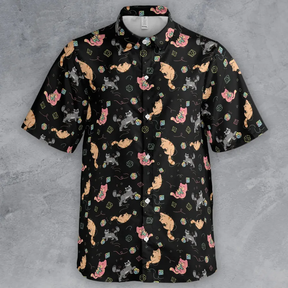 Cat With Dice Button Down Shirt - 2
