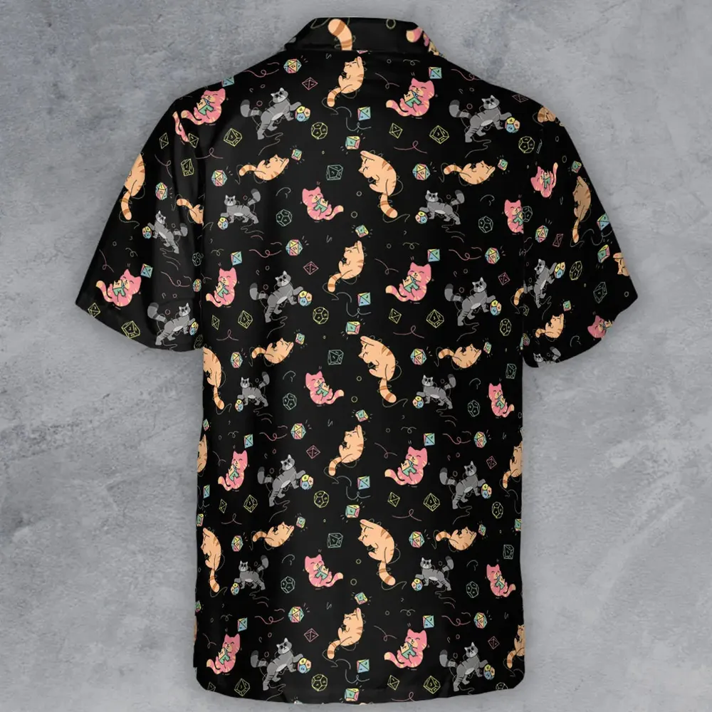 Cat With Dice Button Down Shirt - 3