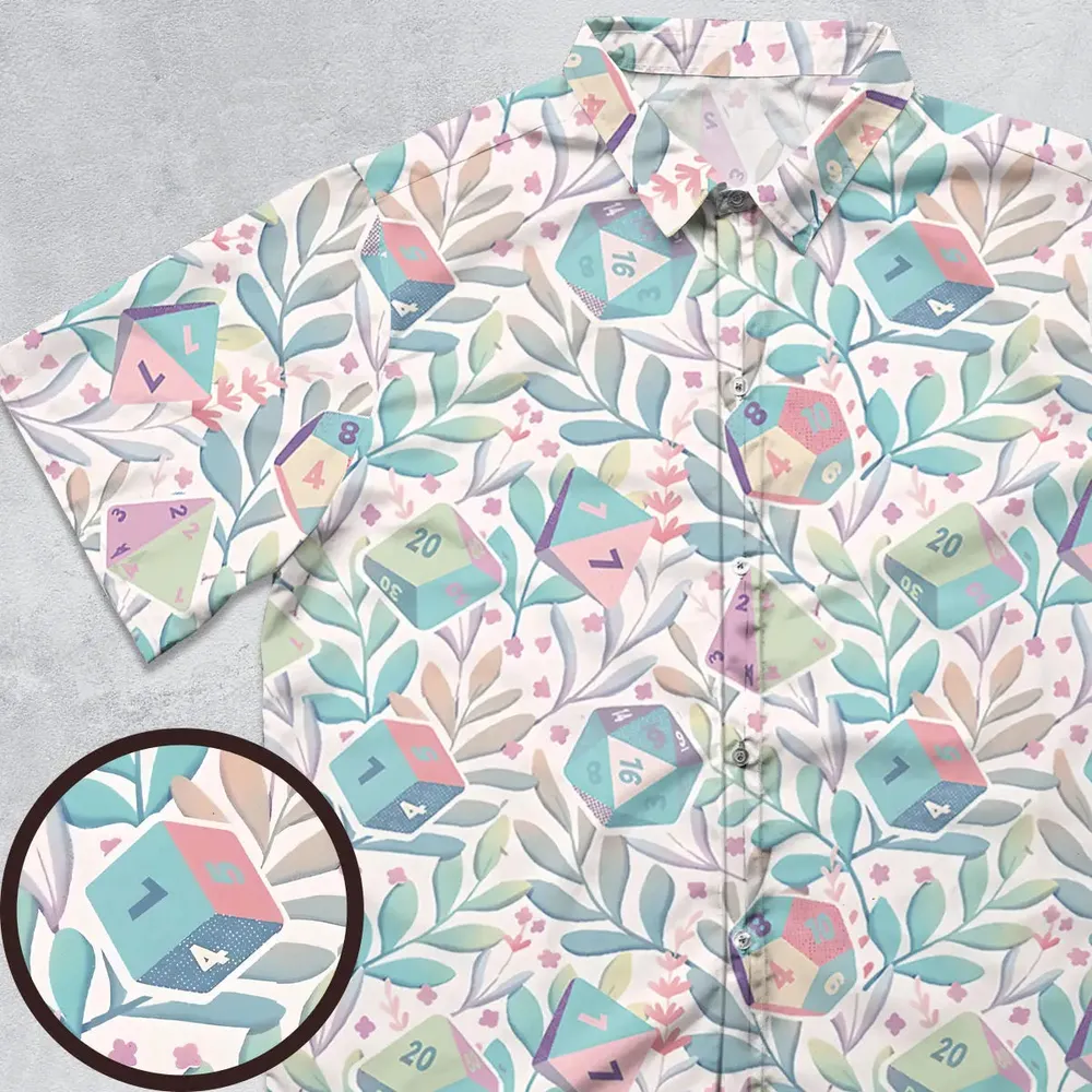 Soft Flower Dice Button Down Shirt - 1