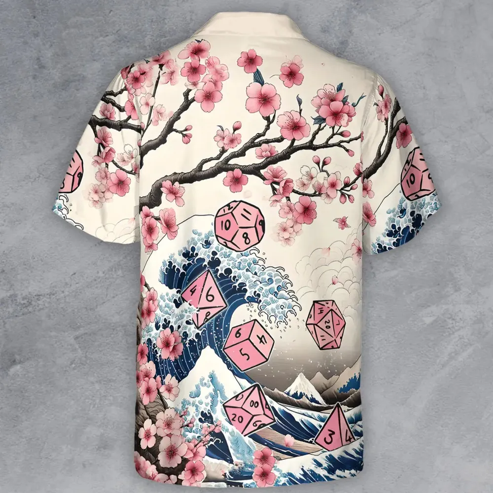 Pink Flower Dice Button Down Shirt - 3