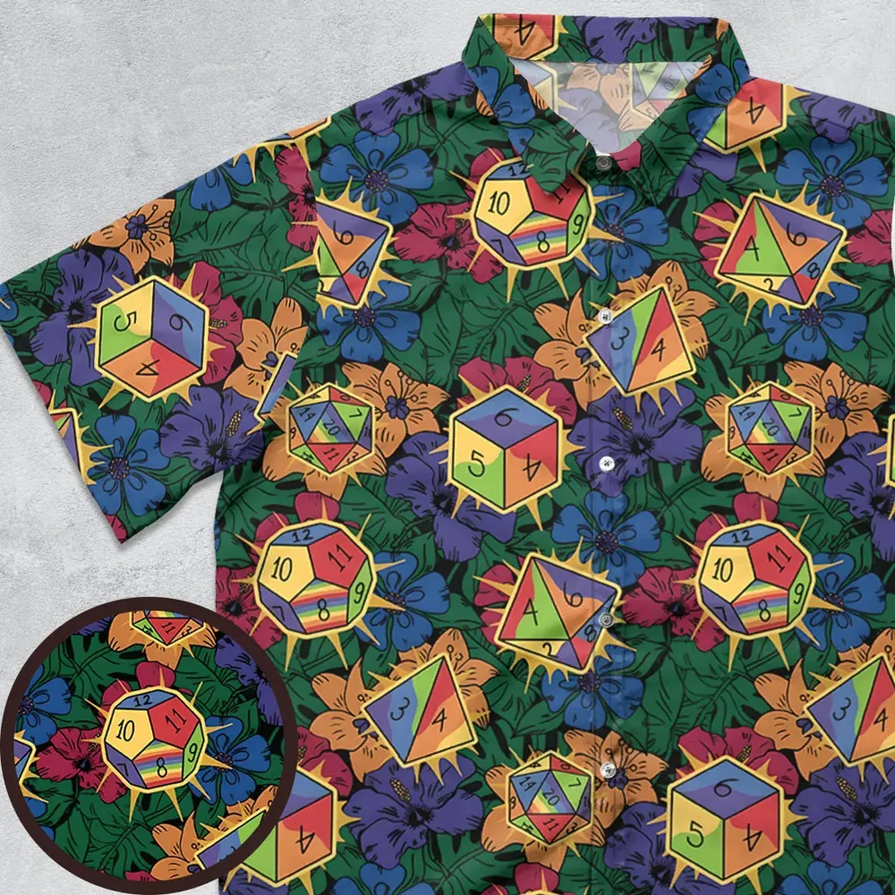 Rainbow Dice Button Down Shirt - 1