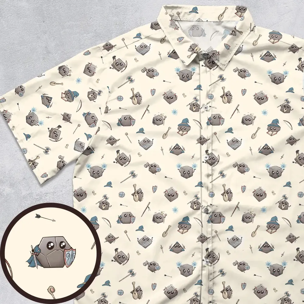 Classic Kawaii Dice Button Down Shirt - 1