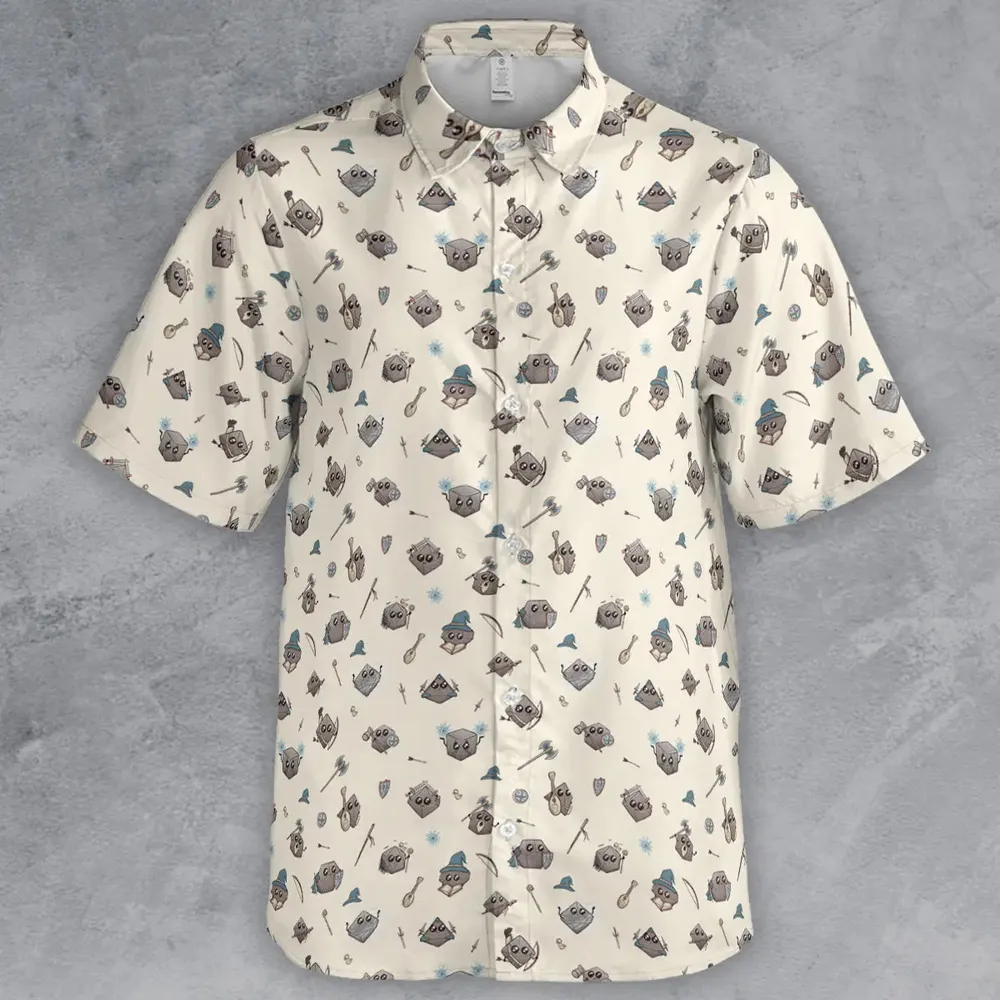 Classic Kawaii Dice Button Down Shirt - 2