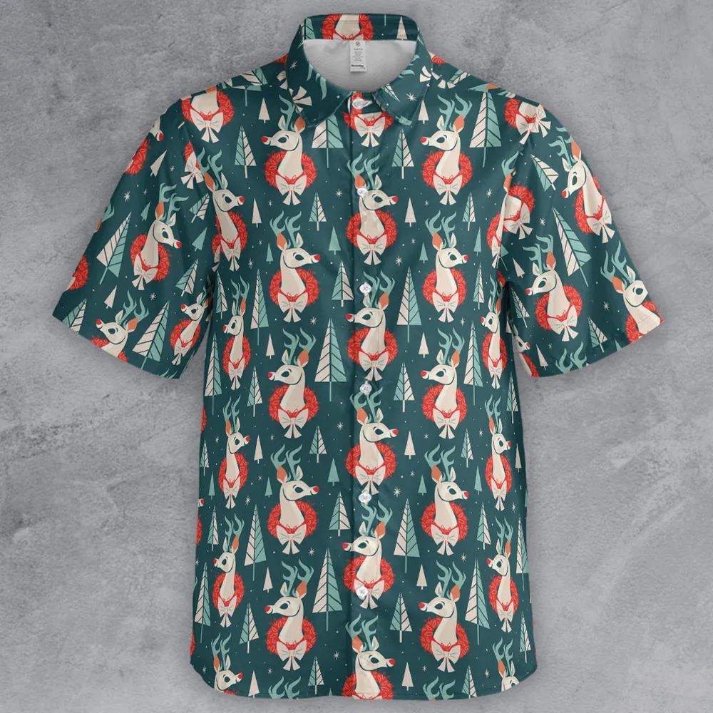 Guide My Sleigh Tonight Rudolph the Red-Nosed Reindeer Button Down Shirt - 2