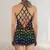 Rainbow Dice Pattern Criss Cross Tank Top - 3