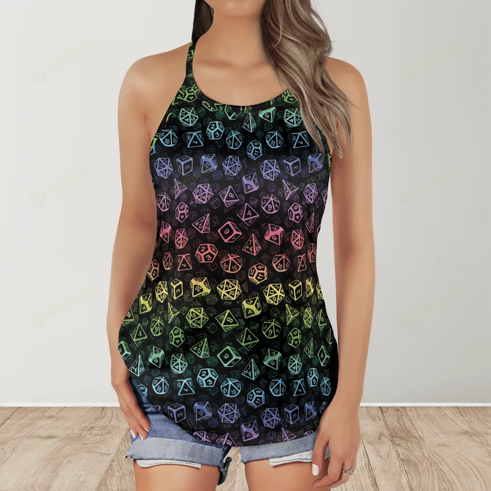 Rainbow Dice Pattern Criss Cross Tank Top - 2