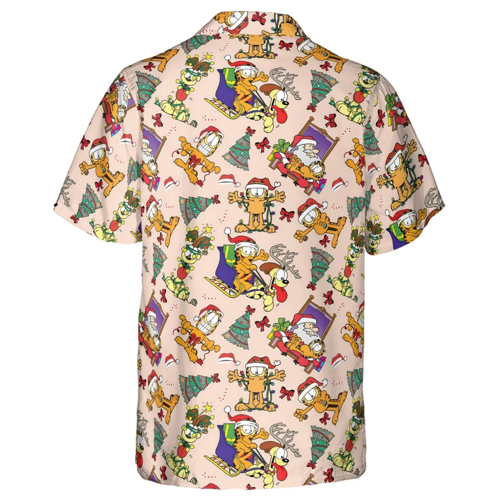 Garfield And Odie Christmas Sleigh Hawaiian Shirt - 3