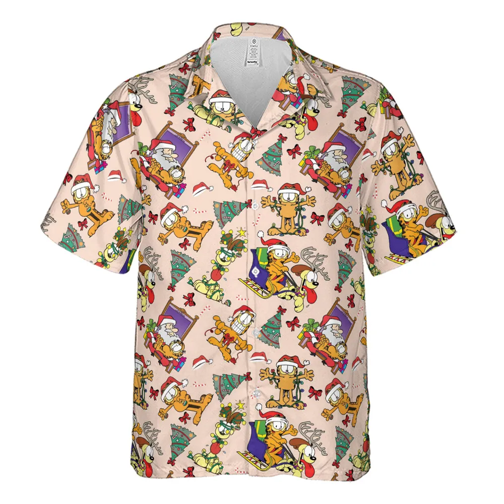Garfield And Odie Christmas Sleigh Hawaiian Shirt - 2