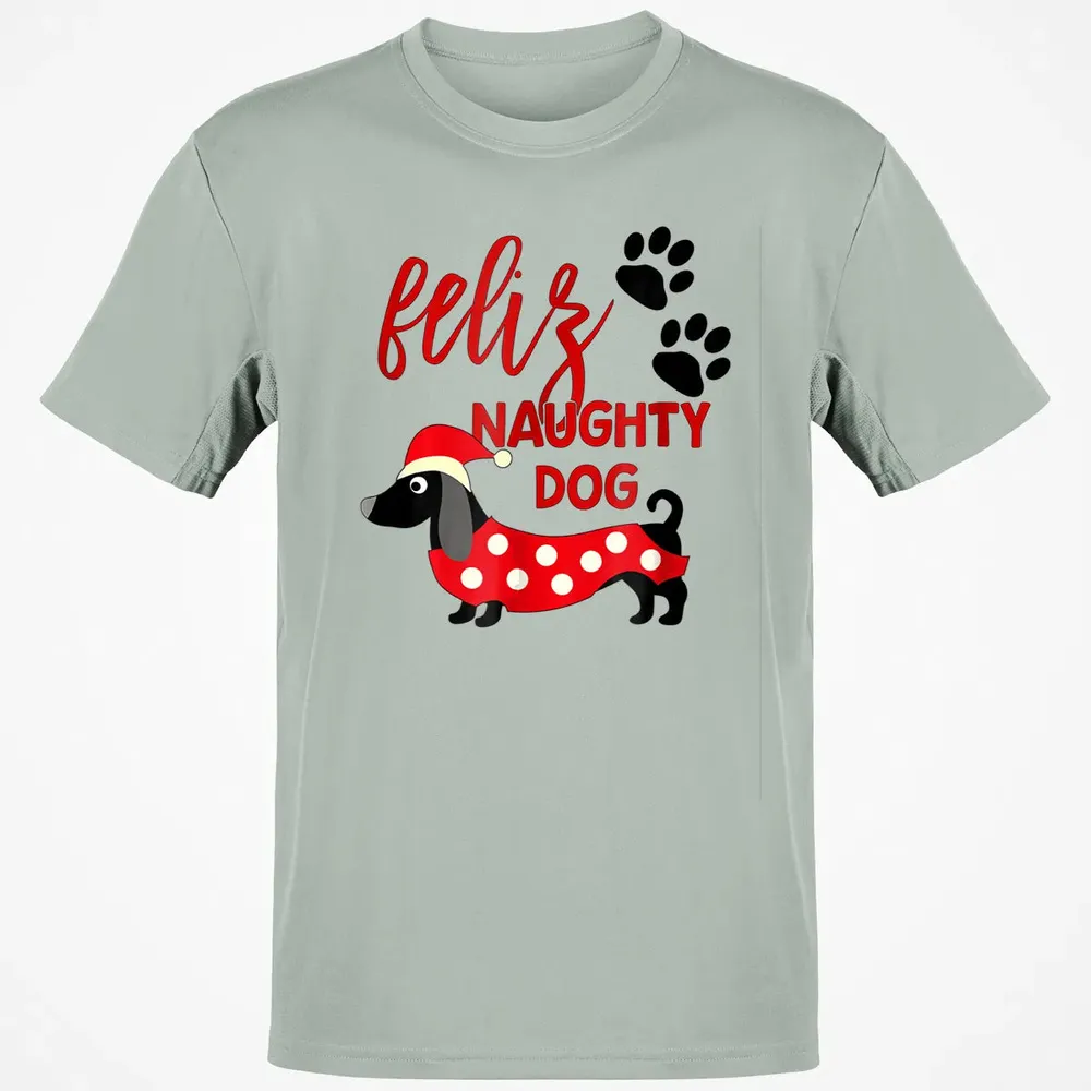 Dachshund Christmas   Funny Feliz Naughty Dog Xmas Classic Unisex T-Shirt - 3