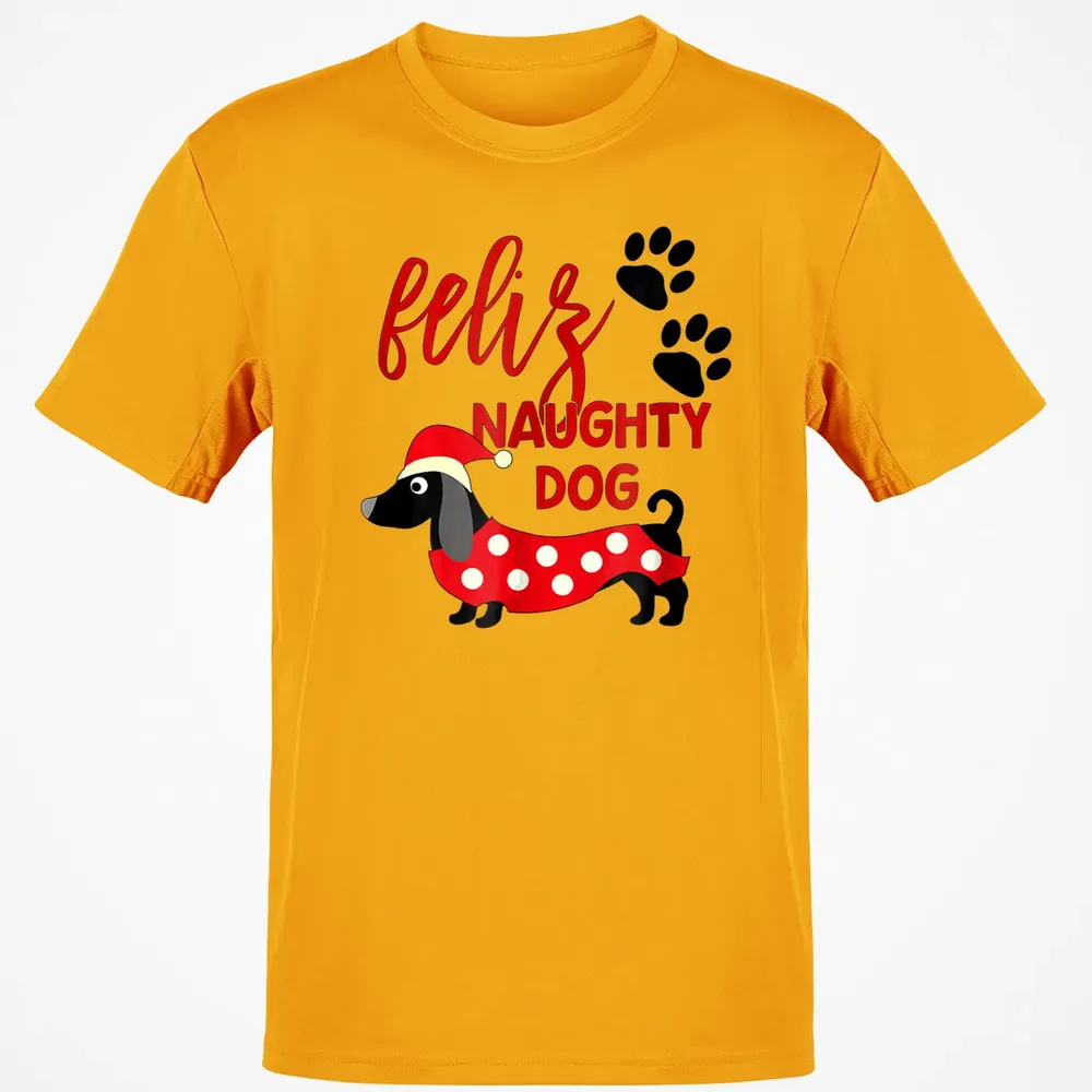Dachshund Christmas   Funny Feliz Naughty Dog Xmas Classic Unisex T-Shirt - 5