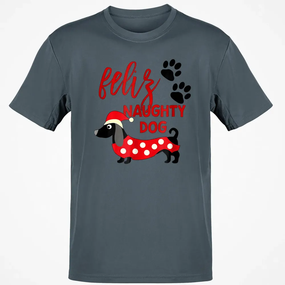 Dachshund Christmas   Funny Feliz Naughty Dog Xmas Classic Unisex T-Shirt - 4