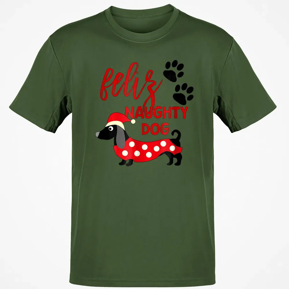Dachshund Christmas   Funny Feliz Naughty Dog Xmas Classic Unisex T-Shirt - 7