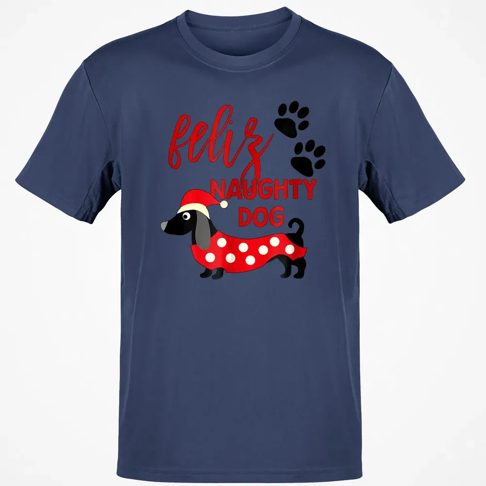 Dachshund Christmas   Funny Feliz Naughty Dog Xmas Classic Unisex T-Shirt - 8
