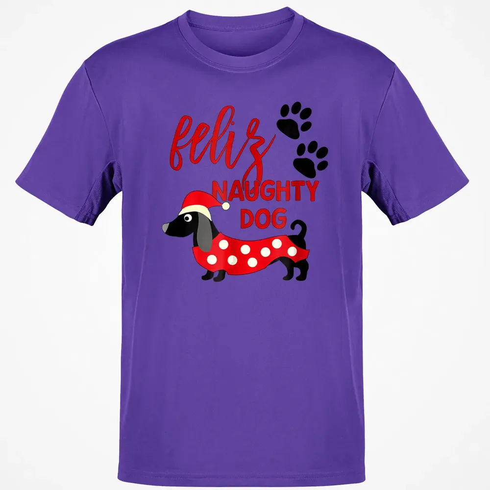 Dachshund Christmas   Funny Feliz Naughty Dog Xmas Classic Unisex T-Shirt - 10