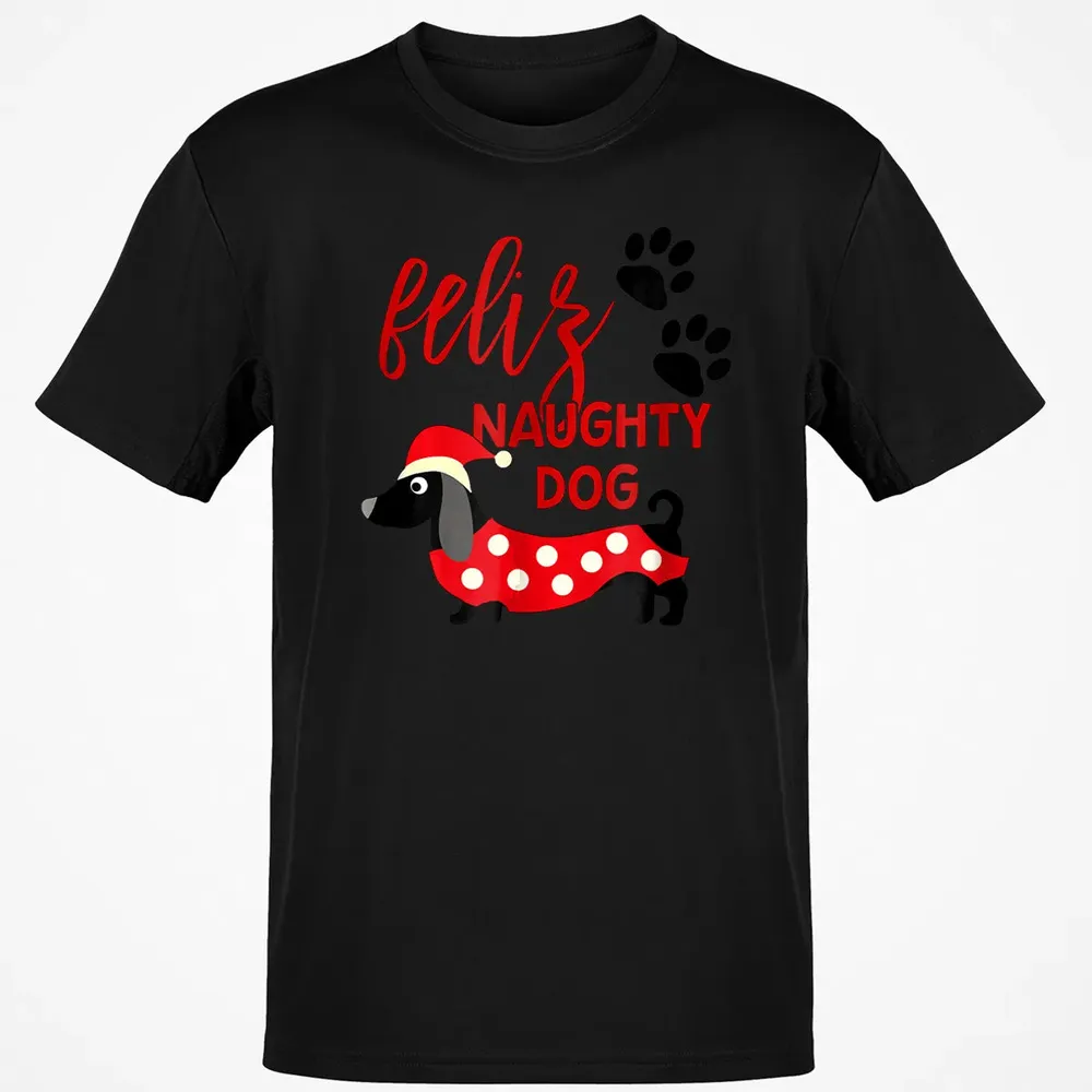 Dachshund Christmas   Funny Feliz Naughty Dog Xmas Classic Unisex T-Shirt - 2