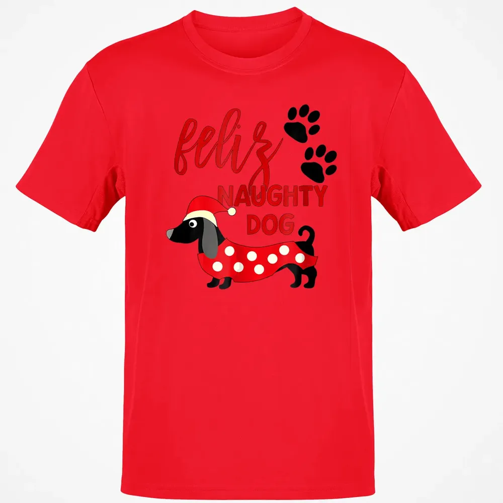Dachshund Christmas   Funny Feliz Naughty Dog Xmas Classic Unisex T-Shirt - 11