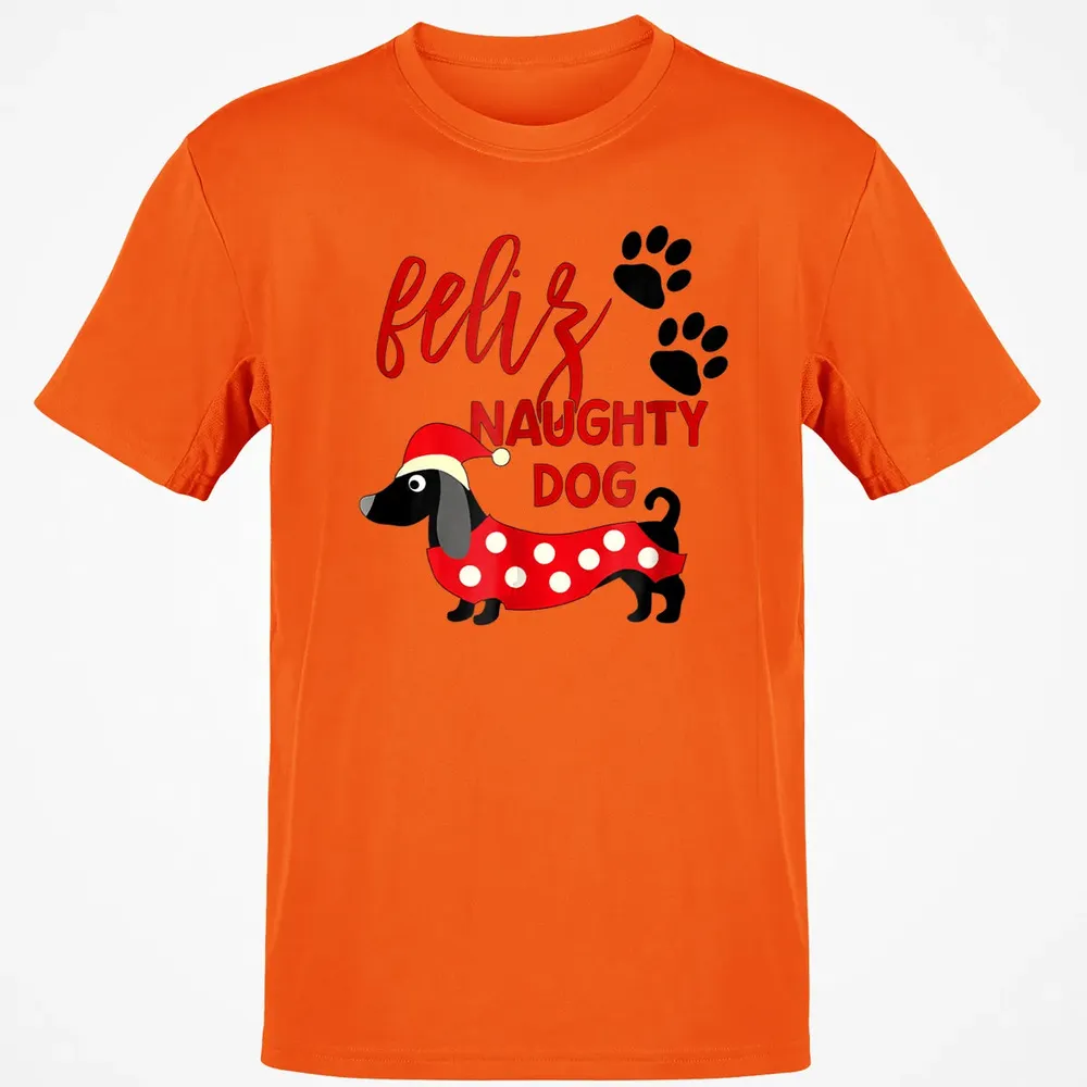 Dachshund Christmas   Funny Feliz Naughty Dog Xmas Classic Unisex T-Shirt - 9