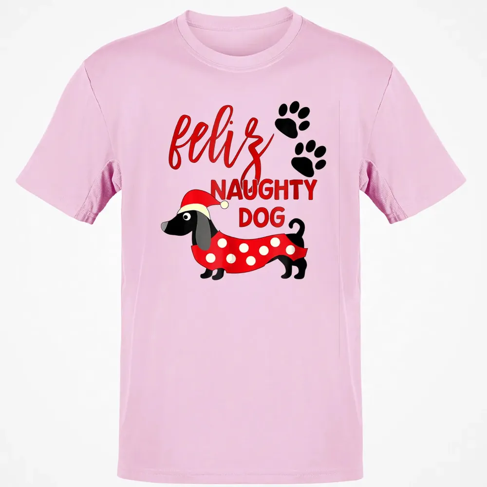 Dachshund Christmas   Funny Feliz Naughty Dog Xmas Classic Unisex T-Shirt - 6