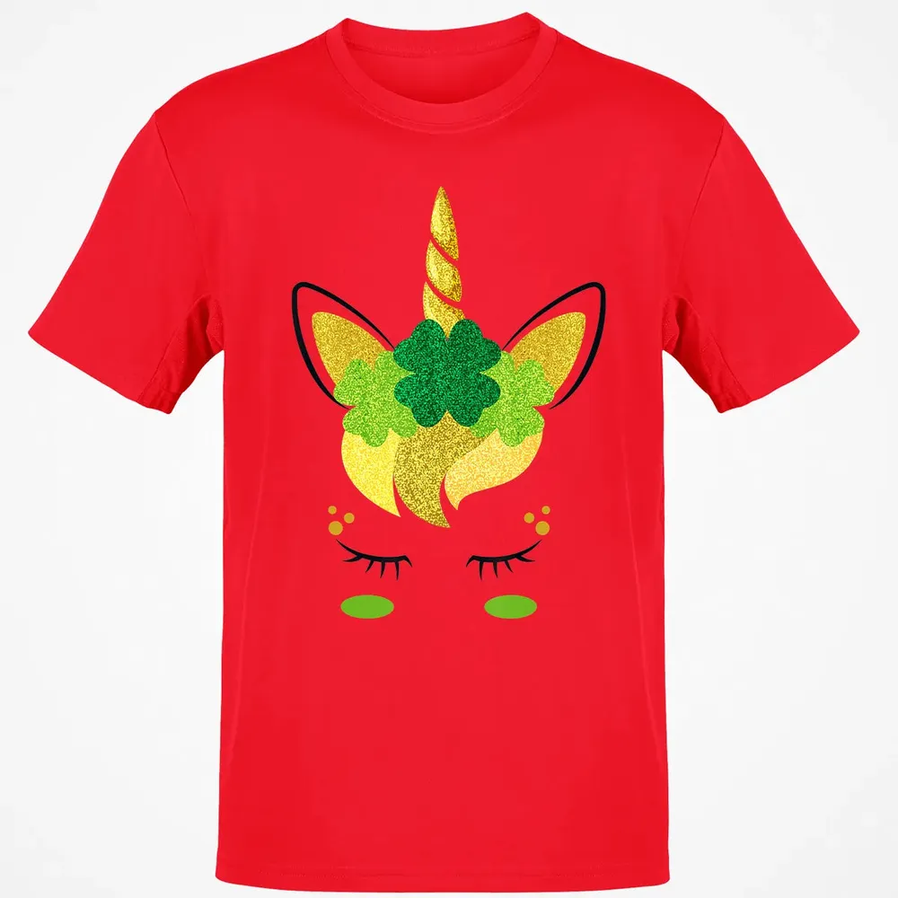 Unicorn Face St Patrick's Day Irish Girls Kids Classic Unisex T-Shirt - 11