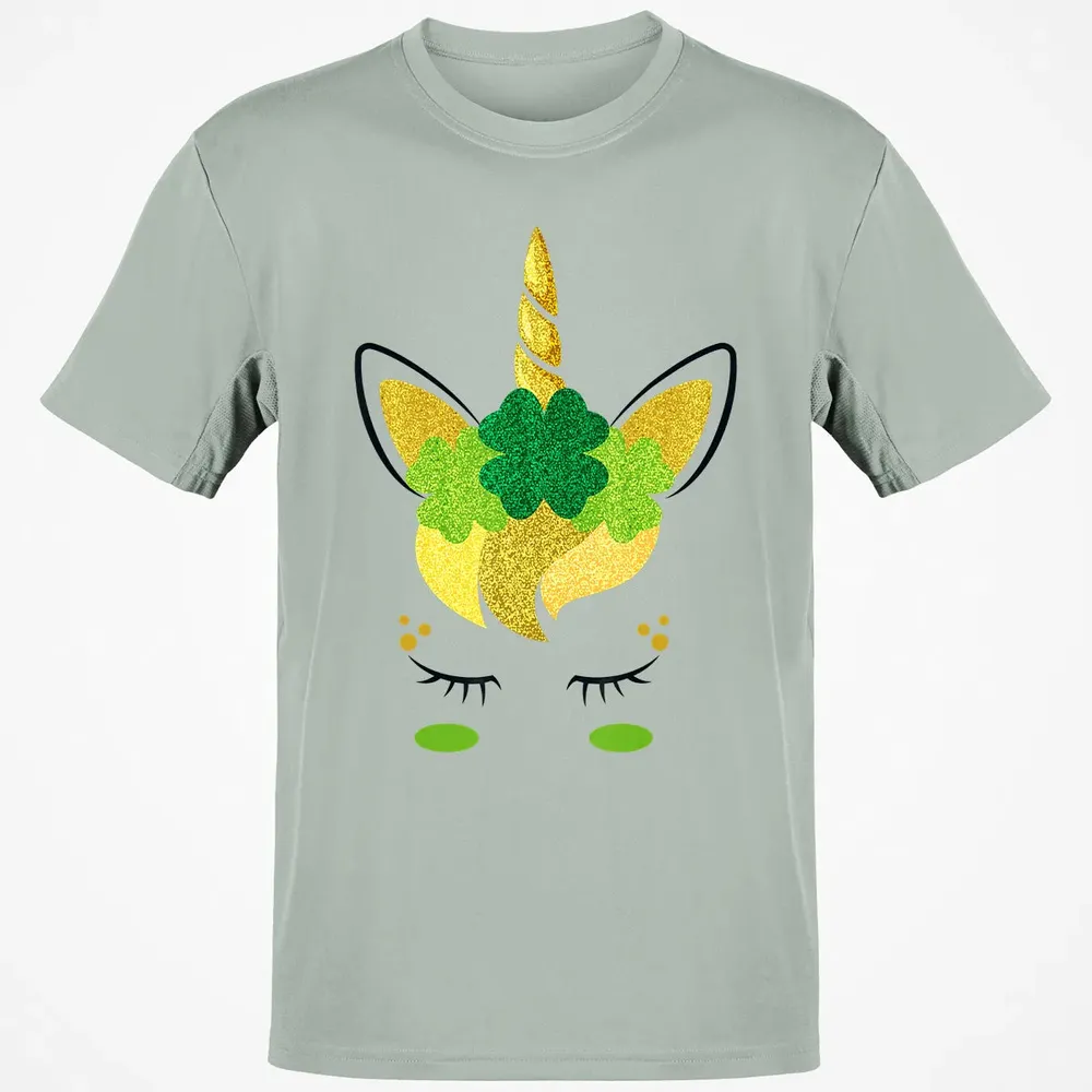 Unicorn Face St Patrick's Day Irish Girls Kids Classic Unisex T-Shirt - 3