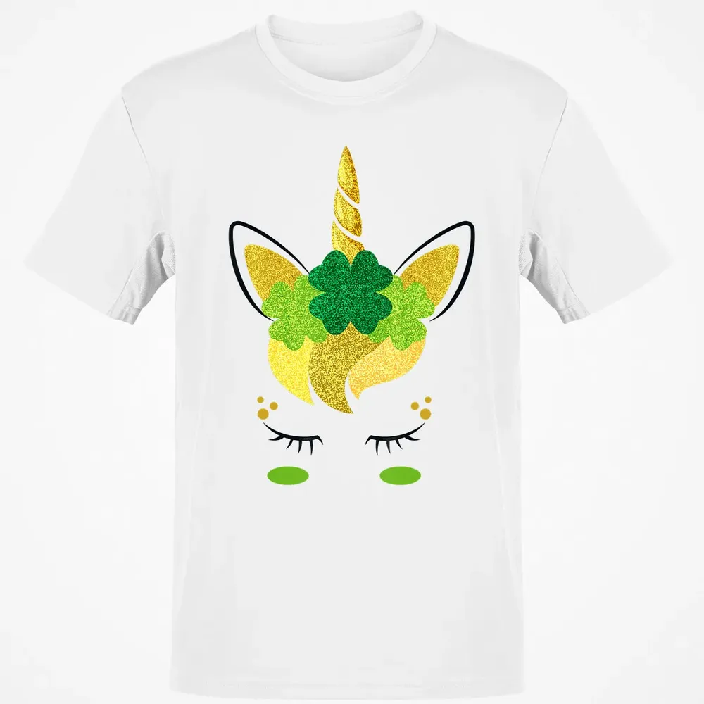 Unicorn Face St Patrick's Day Irish Girls Kids Classic Unisex T-Shirt - 13
