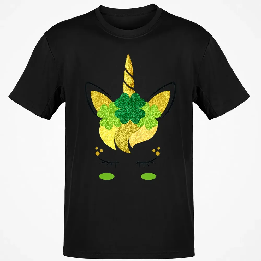 Unicorn Face St Patrick's Day Irish Girls Kids Classic Unisex T-Shirt - 2