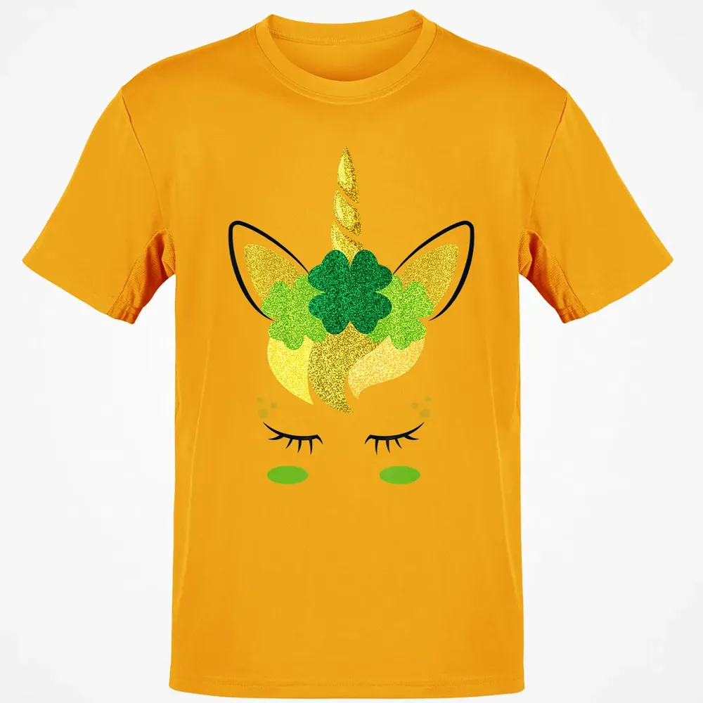 Unicorn Face St Patrick's Day Irish Girls Kids Classic Unisex T-Shirt - 5