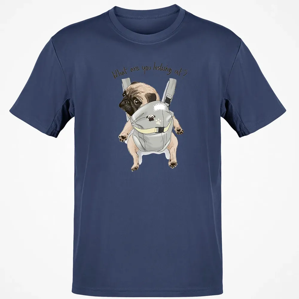 What Are You Looking At   Cute Pug In Back Carrier Classic Unisex T-Shirt - 8