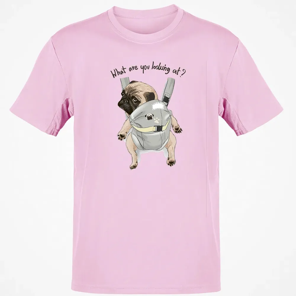 What Are You Looking At   Cute Pug In Back Carrier Classic Unisex T-Shirt - 6