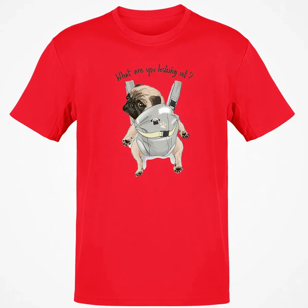 What Are You Looking At   Cute Pug In Back Carrier Classic Unisex T-Shirt - 11