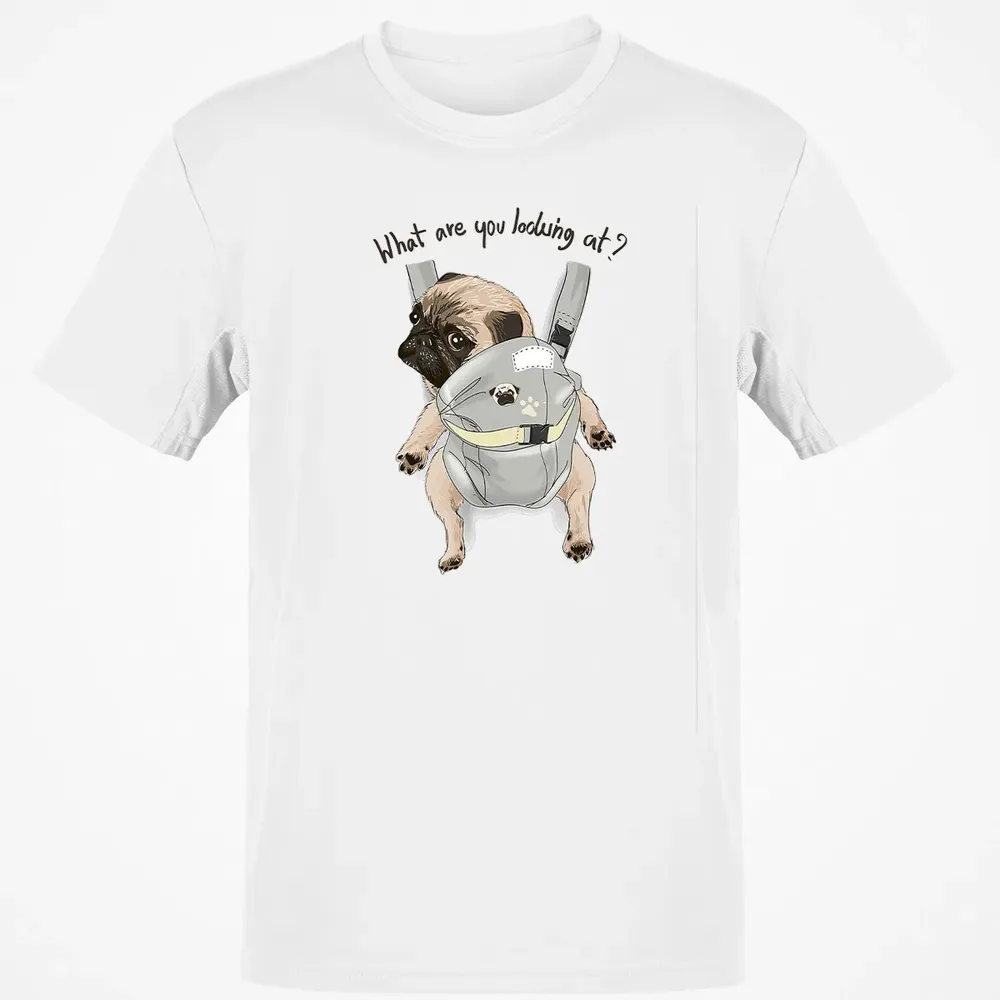 What Are You Looking At   Cute Pug In Back Carrier Classic Unisex T-Shirt - 13