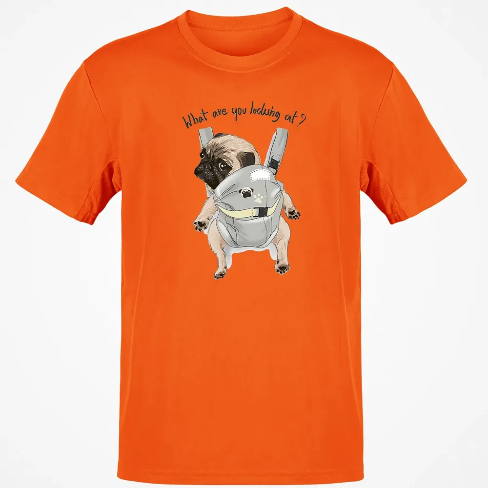 What Are You Looking At   Cute Pug In Back Carrier Classic Unisex T-Shirt - 9