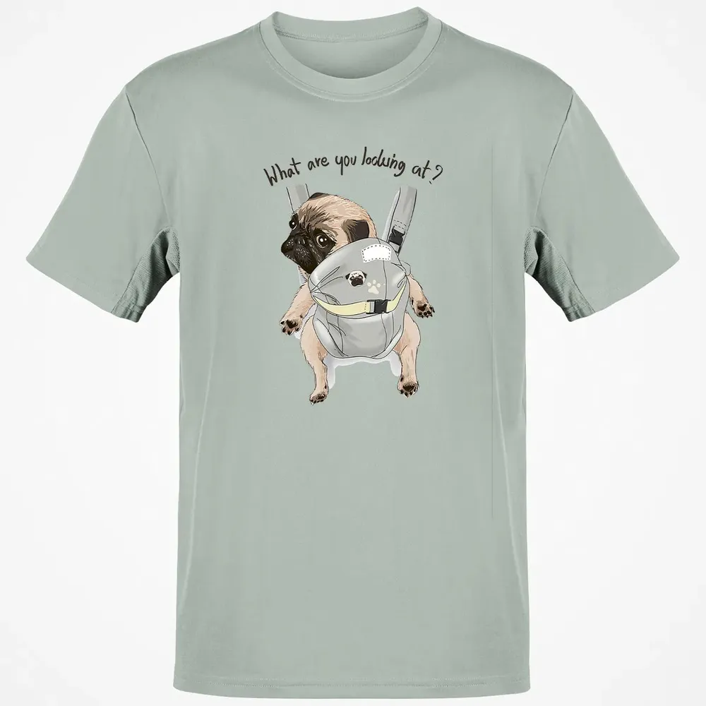 What Are You Looking At   Cute Pug In Back Carrier Classic Unisex T-Shirt - 3