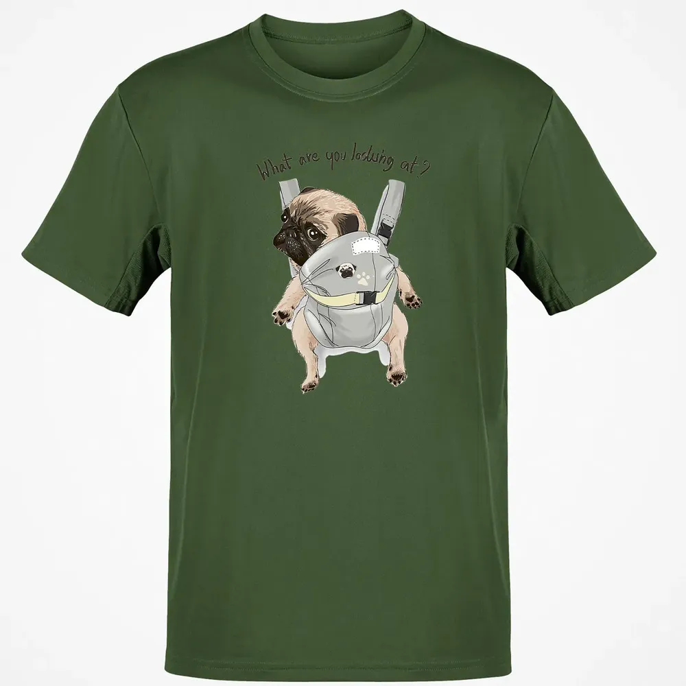 What Are You Looking At   Cute Pug In Back Carrier Classic Unisex T-Shirt - 7