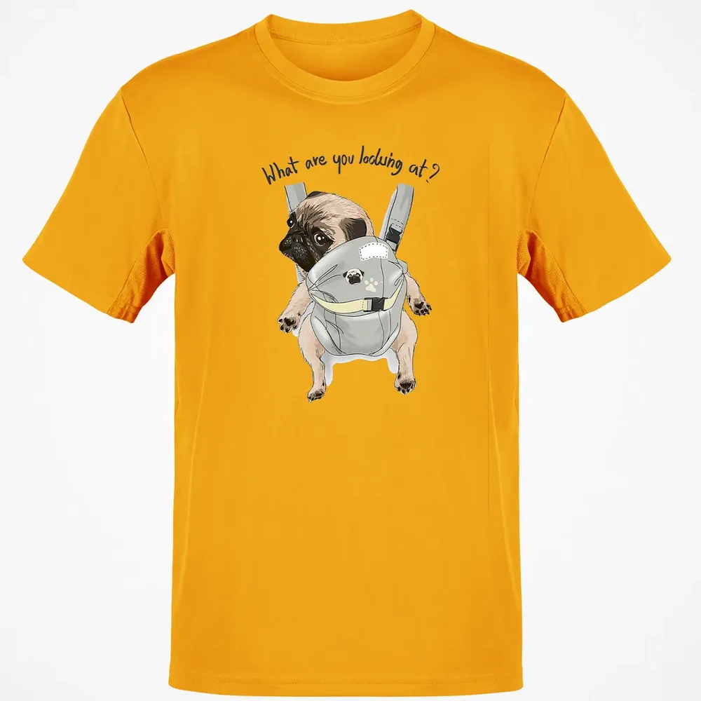 What Are You Looking At   Cute Pug In Back Carrier Classic Unisex T-Shirt - 5