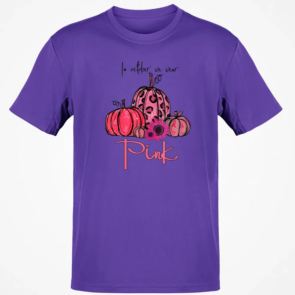 In October We Wear Pink Pumpkin Breast Cancer Halloween Classic Unisex T-Shirt - 10