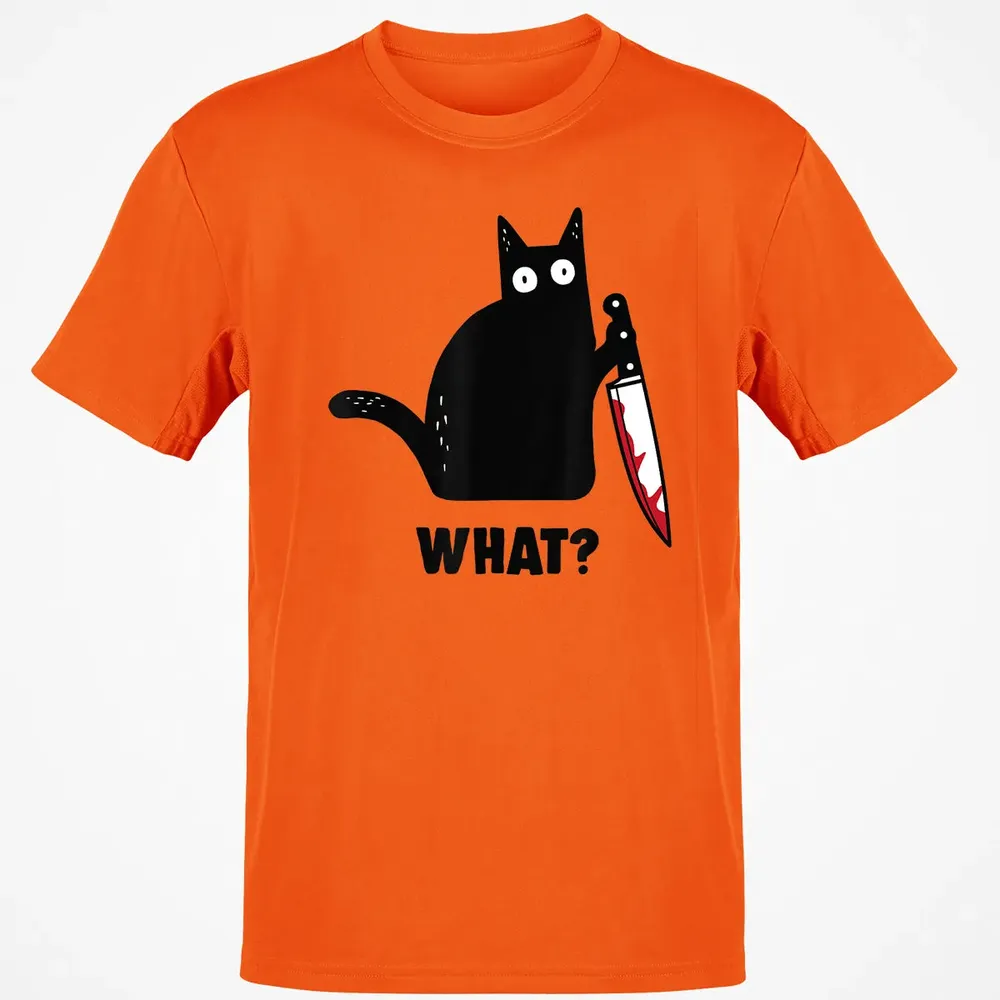Cat What Funny Black Ca, Murderous Cat With Knife Classic Unisex T-Shirt - 9