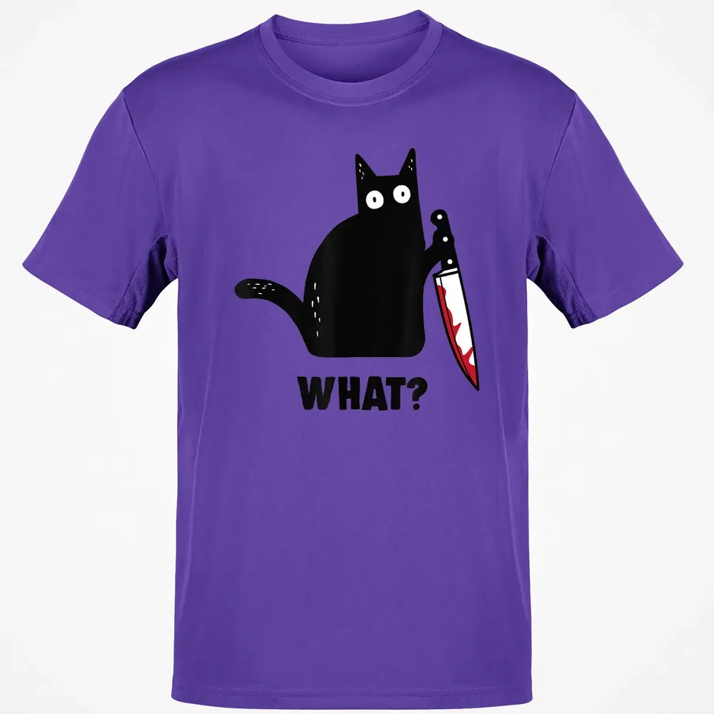Cat What Funny Black Ca, Murderous Cat With Knife Classic Unisex T-Shirt - 10