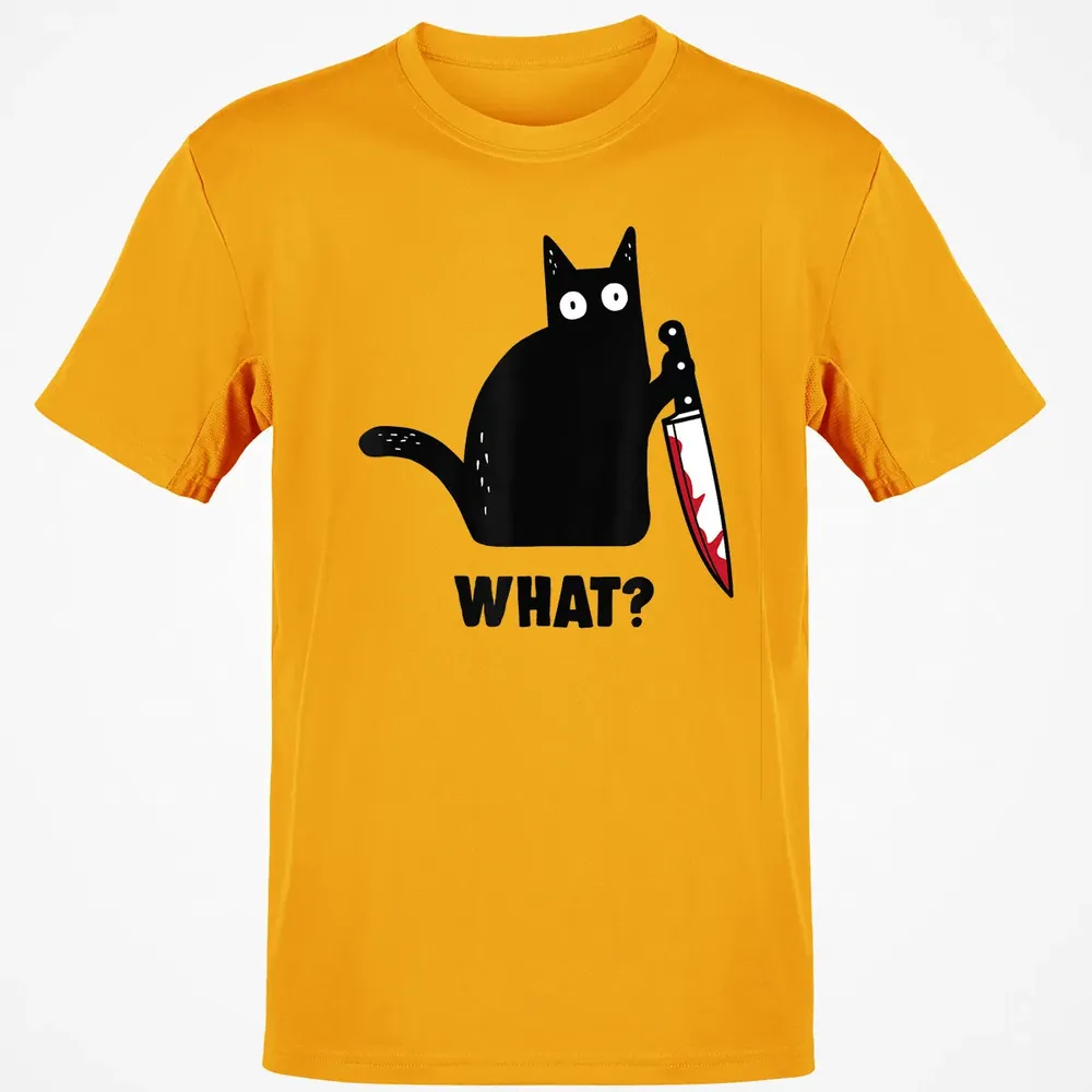 Cat What Funny Black Ca, Murderous Cat With Knife Classic Unisex T-Shirt - 5