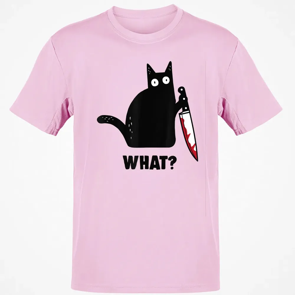 Cat What Funny Black Ca, Murderous Cat With Knife Classic Unisex T-Shirt - 6