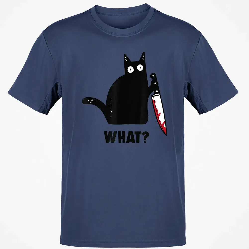 Cat What Funny Black Ca, Murderous Cat With Knife Classic Unisex T-Shirt - 8
