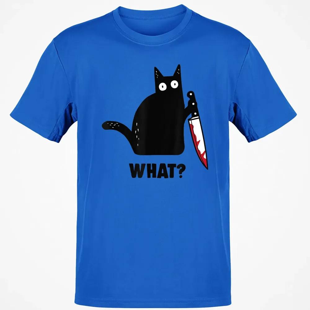 Cat What Funny Black Ca, Murderous Cat With Knife Classic Unisex T-Shirt - 12