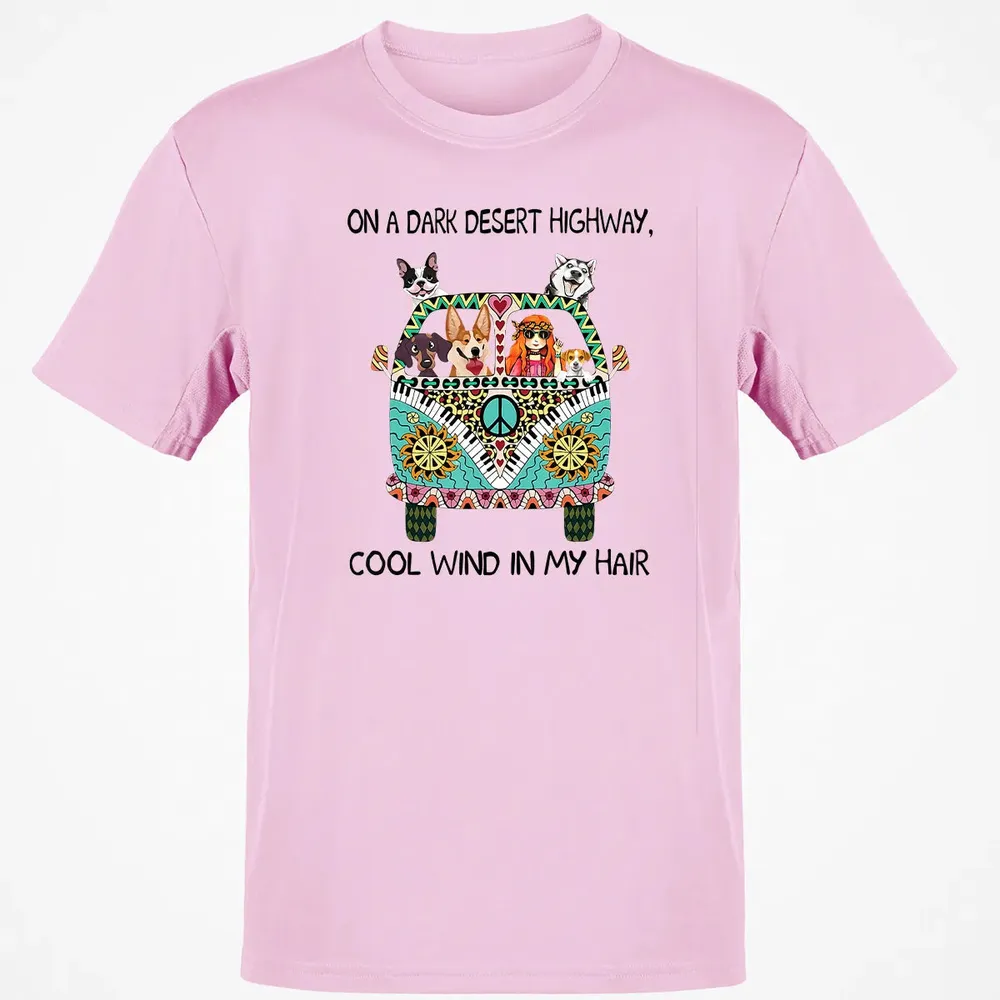 In Hair On Dark Highway A Desert Corgi Cool Wind Hippie Dog Classic Unisex T-Shirt - 6
