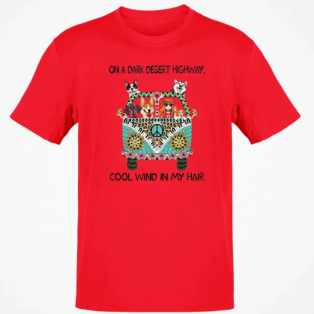 In Hair On Dark Highway A Desert Corgi Cool Wind Hippie Dog Classic Unisex T-Shirt - 11
