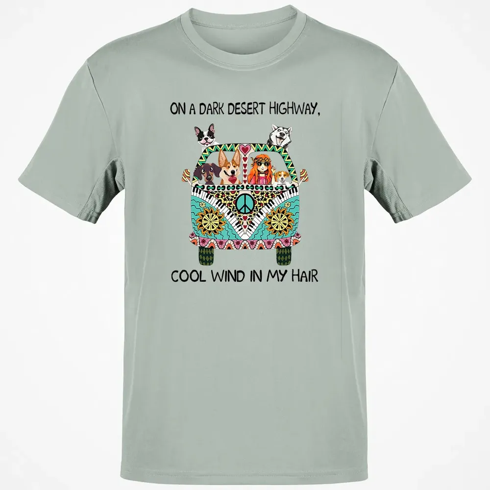In Hair On Dark Highway A Desert Corgi Cool Wind Hippie Dog Classic Unisex T-Shirt - 3