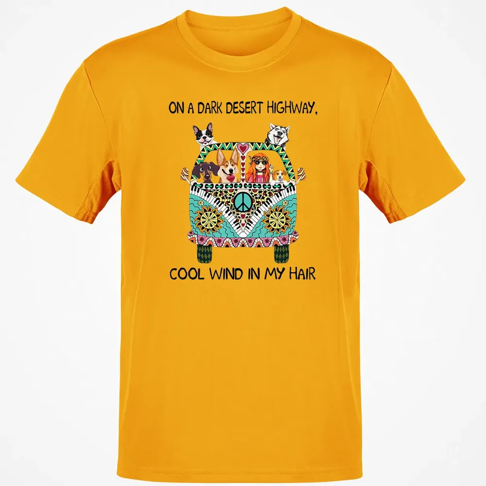 In Hair On Dark Highway A Desert Corgi Cool Wind Hippie Dog Classic Unisex T-Shirt - 5