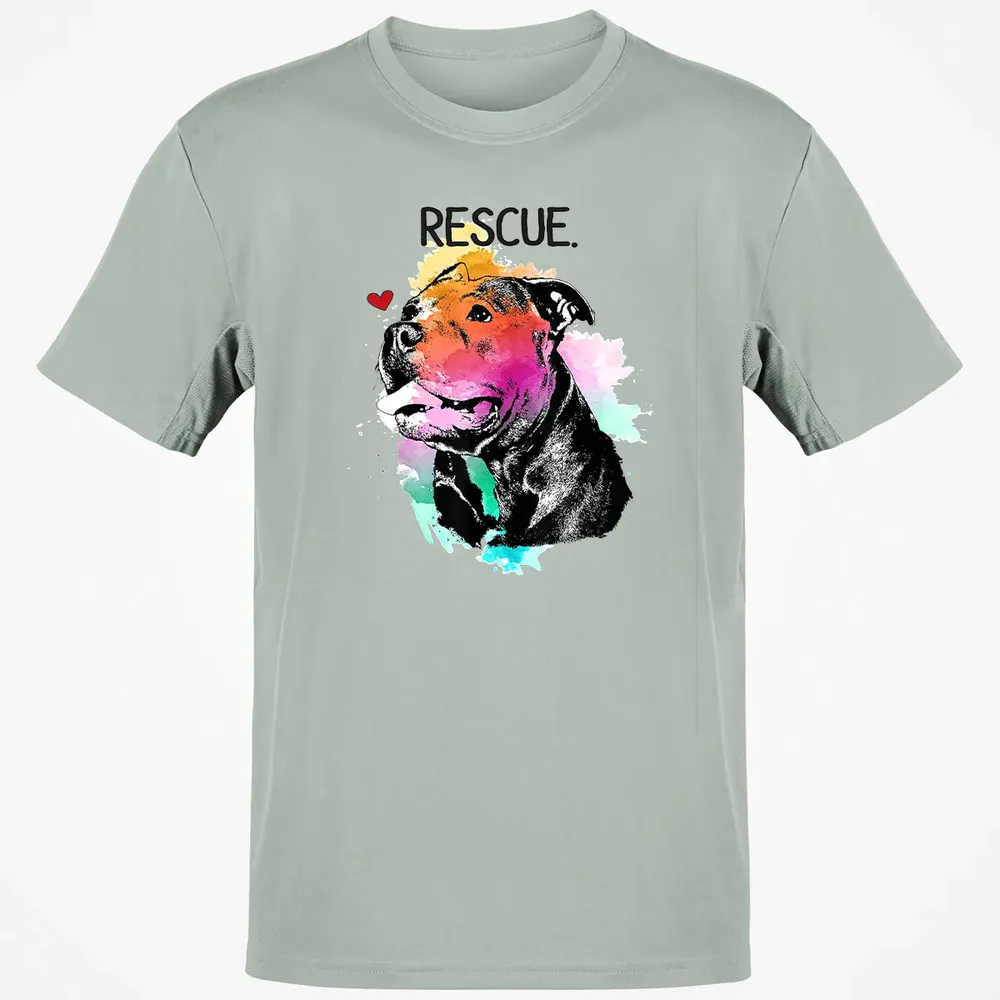 Pitbull Rescue Dog Adopt Don't Shop Watercolor Mom Gift Classic Unisex T-Shirt - 3