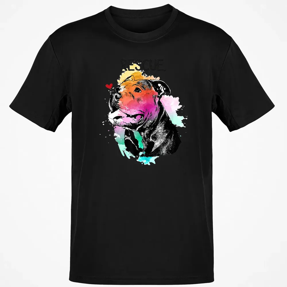 Pitbull Rescue Dog Adopt Don't Shop Watercolor Mom Gift Classic Unisex T-Shirt - 2