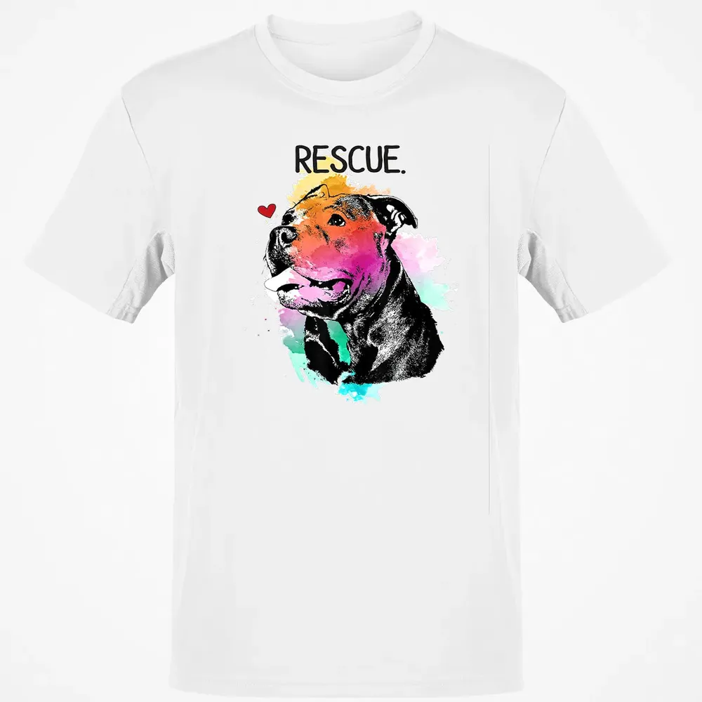 Pitbull Rescue Dog Adopt Don't Shop Watercolor Mom Gift Classic Unisex T-Shirt - 13