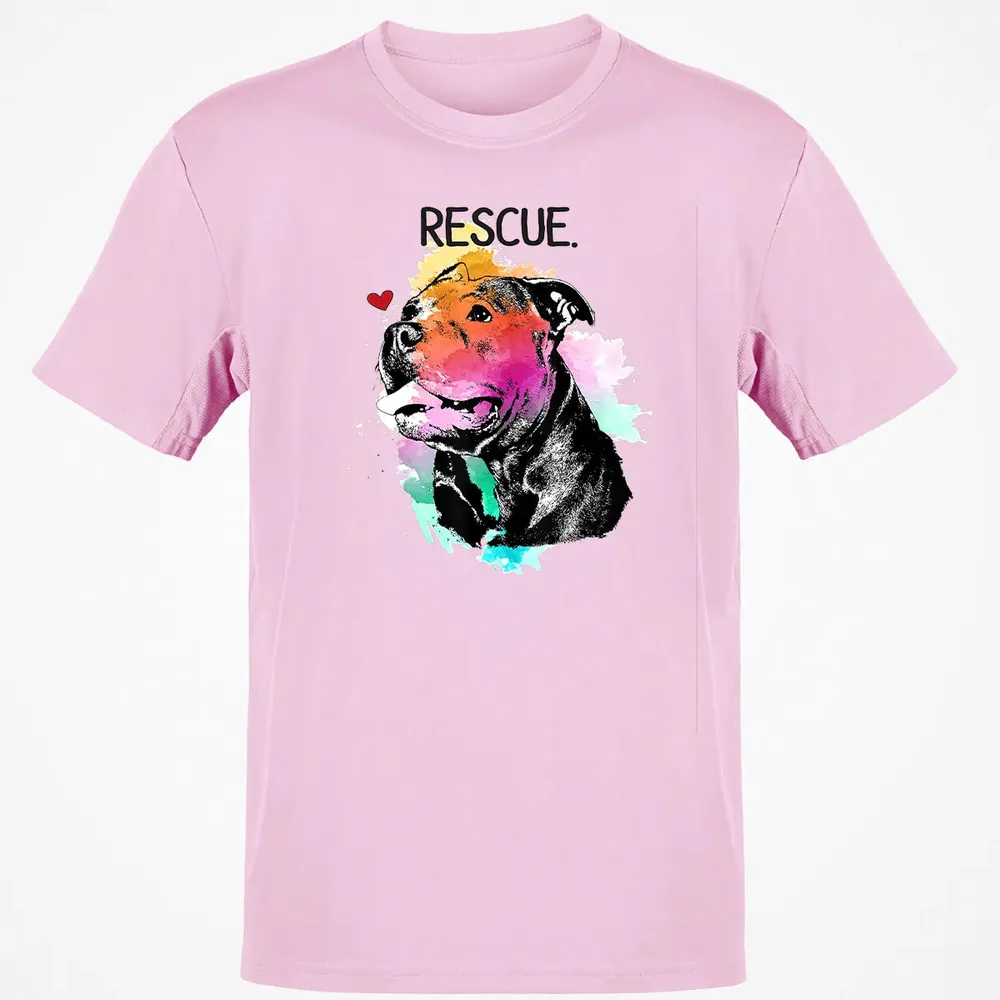 Pitbull Rescue Dog Adopt Don't Shop Watercolor Mom Gift Classic Unisex T-Shirt - 6